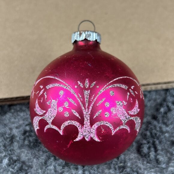 Vintage Shiny Brite Glass Ornament Stenciled Birds 2.5” Christmas - Picture 3 of 6